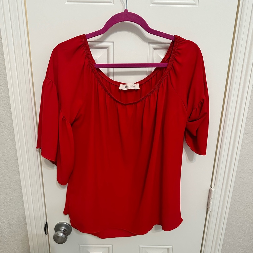 Impeccable pig size L red off shoulder top
